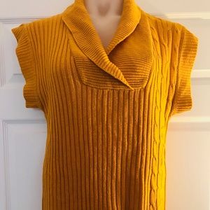 Mustard Yellow Cap Sleeve Cable Sweater